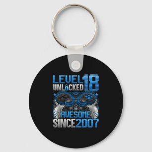 Level 18 Unlocked 18 Year Old Gifts Boys 18th Birt Keychain