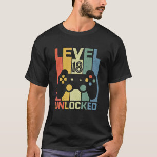 Level 18 Unlocked 18 Years Old Video Gamer 18Th Bi T-Shirt