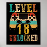 Level 18 Unlocked 18th Birthday Born 2004 Style Poster<br><div class="desc">Level 18 Unlocked 18th Birthday Gift Shirt Born 2004 Vintage Style</div>