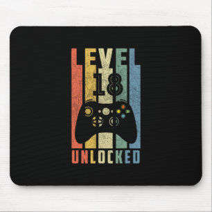 Level 18 Unlocked 18th Video Gamer Birthday Boy Gi Mouse Pad