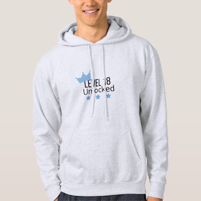 Level 18 Unlocked Blue Birthday Hoodie  (Front)