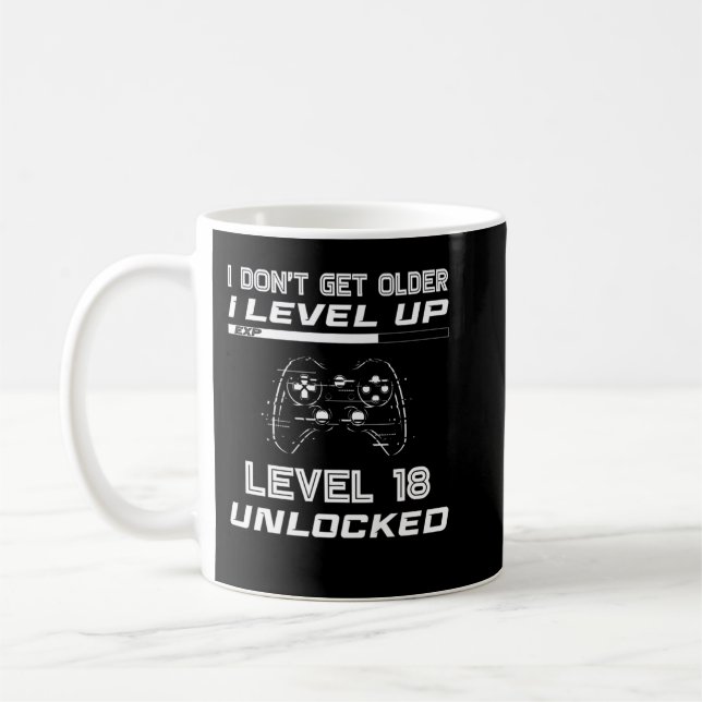 Level 18 Unlocked Gamer 18th Birthday Decorations  Coffee Mug (Left)