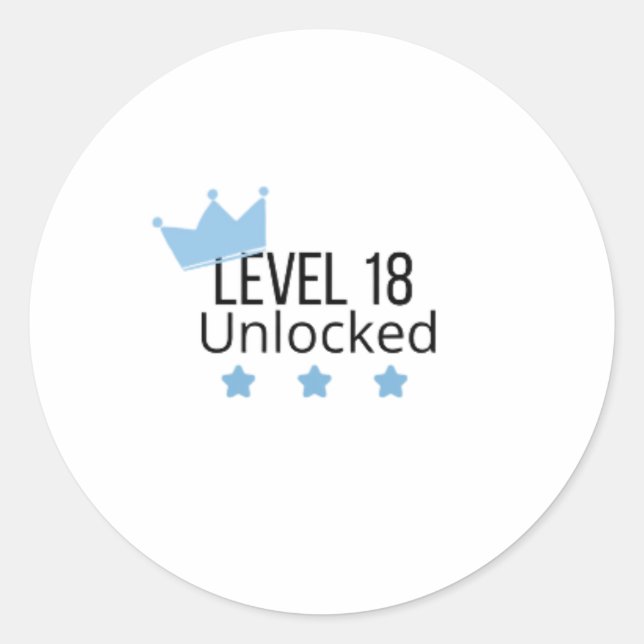 Level 18 Unlocked Sticker For 18th Birthday (Front)