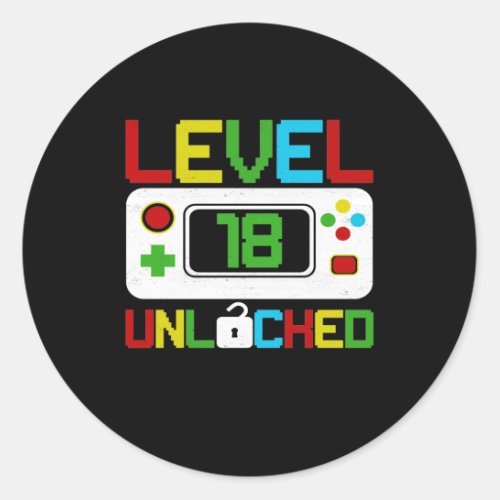 Level 18 Unlocked Video Game 10th Birthday Gift Classic Round Sticker