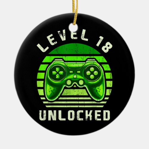 Level 18 Unlocked Video Game 18th Birthday Gamer Ceramic Ornament