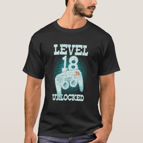 Level 18 Unlocked Video Game Awesome 18th Birthday T_Shirt