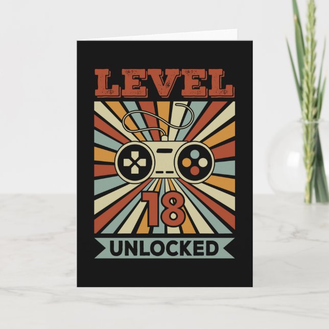 Level 18 Unlocked Video Gamer Birthday Card (Front)
