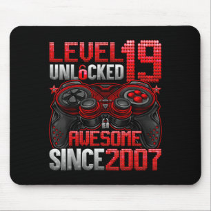 Level 19 Unlocked 19 Year Old Boys 19th Birthday B Mouse Pad