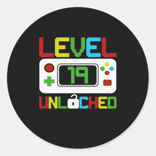 Level 19 Unlocked Video Game 10th Birthday Gift Classic Round Sticker