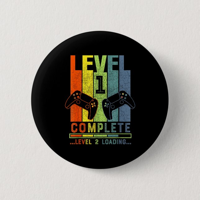 Level 1 Complete Gamer Gift 1 Years Wedding Annive Button (Front)