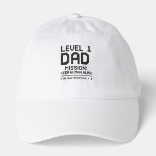 Level 1 Dad Mission Keep Human Alive Funny Gamer Hat