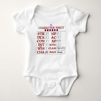 Level 1 Human Baby RPG Character Sheet Baby Bodysuit