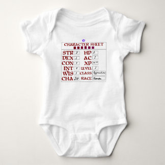 Level 1 Human Baby RPG Character Sheet Bodysuit
