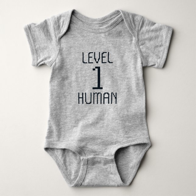 Level 1 Human - Nerd Babies - Newborn Baby Bodysuit (Front)