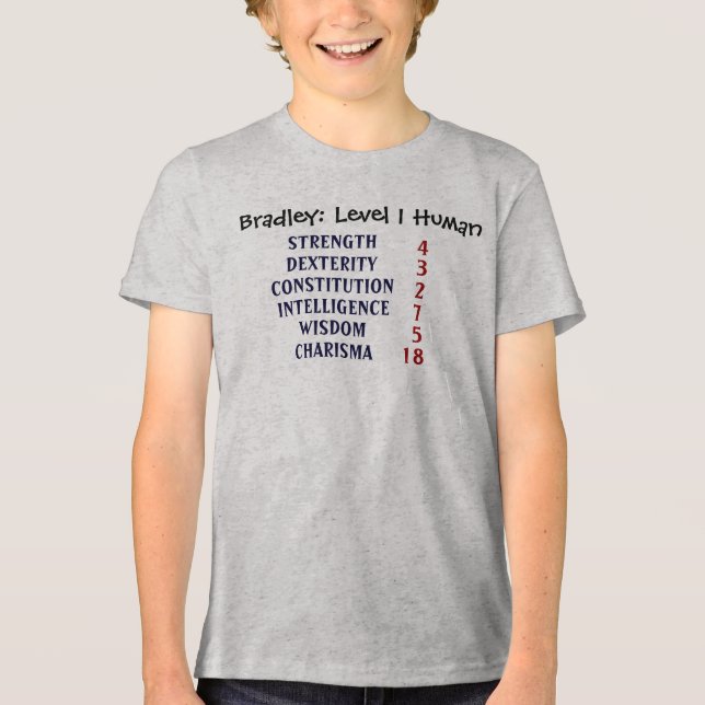 Level 1 Human Personalized Tri-Blend Shirt (Front)