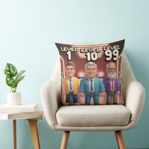 Level 1 Level 10 Level 99 Gaming Dad Evolution Throw Pillow