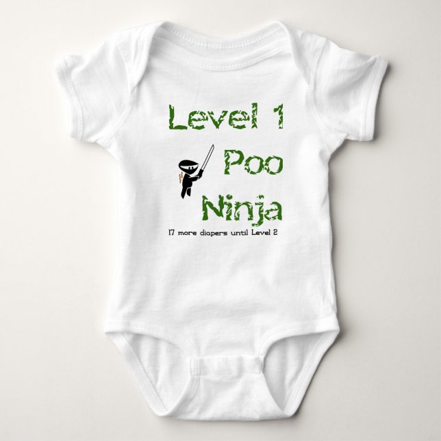 Level 1 Poo Ninja Baby Bodysuit (Front)