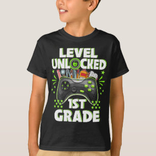 Level 1st Grade Unlocked Back To School First Day T-Shirt