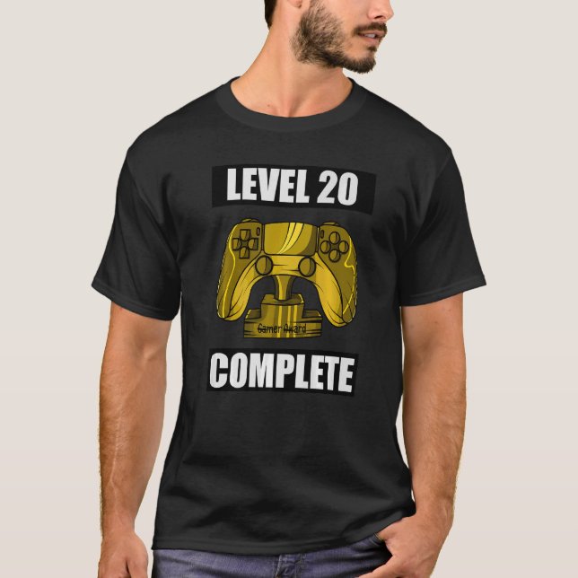Level 20 Complete 20th Video Birthday Gamer T-Shirt (Front)
