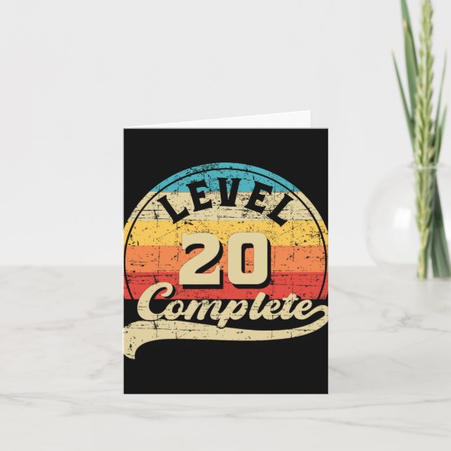 Level 20 Complete Gamer Tee 20th Wedding Anniversa Card (Front)