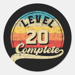 Level 20 Complete Gamer Tee 20th Wedding Anniversa Classic Round Sticker