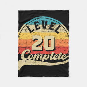 Level 20 Complete Gamer Tee 20th Wedding Anniversa Fleece Blanket