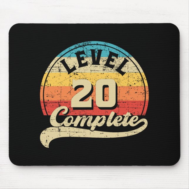 Level 20 Complete Gamer Tee 20th Wedding Anniversa Mouse Pad (Front)