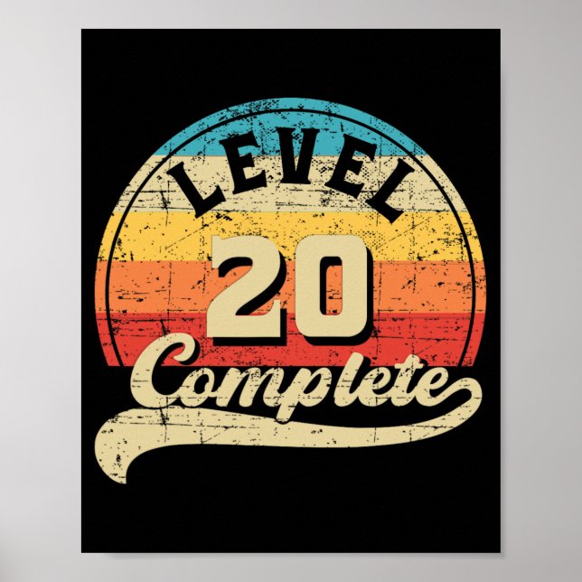 Level 20 Complete Gamer Tee 20th Wedding Anniversa Poster (Front)