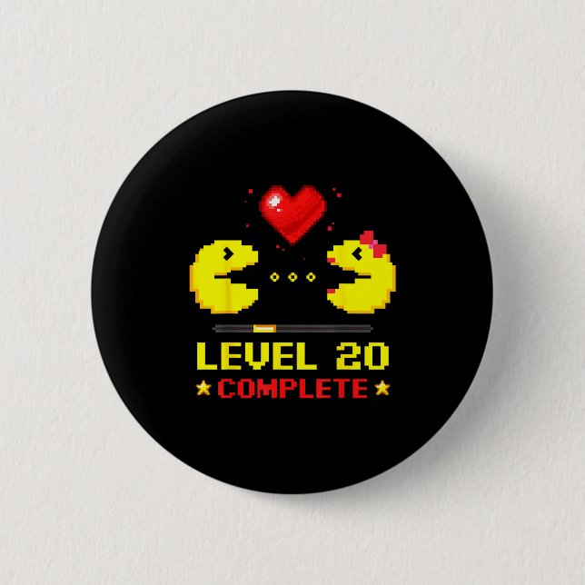 Level 20 Complete Gamers 20th Wedding Anniversary  Button (Front)