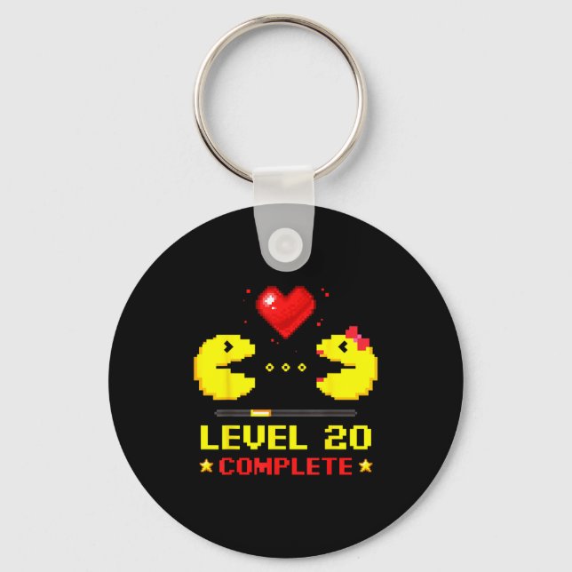 Level 20 Complete Gamers 20th Wedding Anniversary  Keychain (Front)