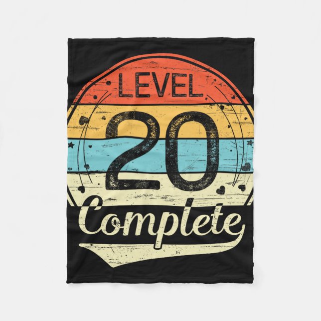 Level 20 Complete Retro 20th Wedding Anniversary T Fleece Blanket (Front)