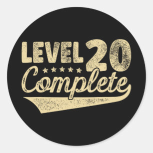 Level 20 Complete Vintage 20th Wedding Anniversary Classic Round Sticker