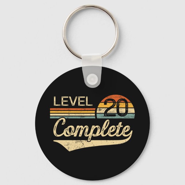 Level 20 Complete Vintage 20th Wedding Anniversary Keychain (Front)