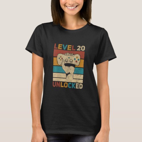 Level 20 Unlocked 20th Birthday 20 Year Old Gamer  T_Shirt