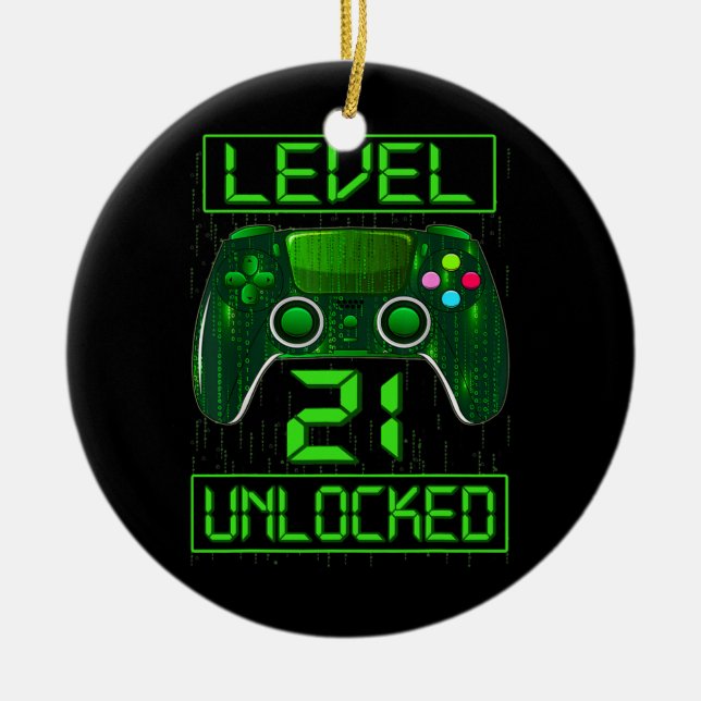 Level 20 Unlocked 20th Video Gamer Birthday Boy Ceramic Ornament (Front)