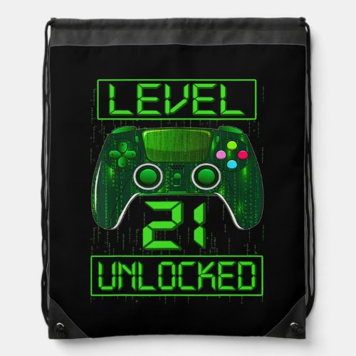 Level 20 Unlocked 20th Video Gamer Birthday Boy Drawstring Bag