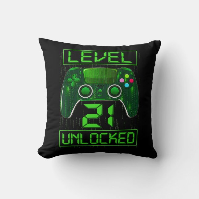 Level 20 Unlocked 20th Video Gamer Birthday Boy Throw Pillow (Front)
