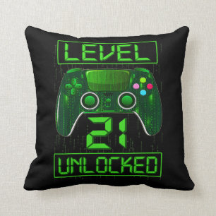 Level 20 Unlocked 20th Video Gamer Birthday Boy Throw Pillow