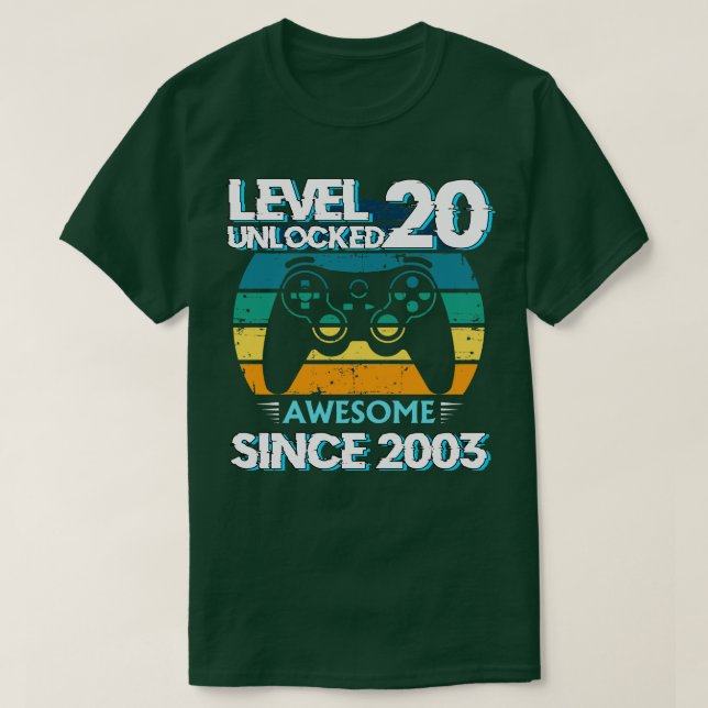 Level 20 Unlocked Awesome 2003 20th Birthday Gamer T-Shirt (Design Front)