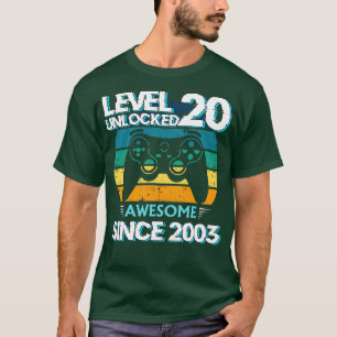 Level 20 Unlocked Awesome 2003 20th Birthday Gamer T-Shirt