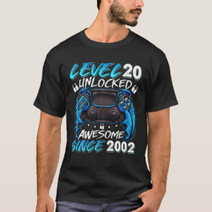 Level 20 Unlocked Awesome Since 2002 20Th Birthday T-Shirt
