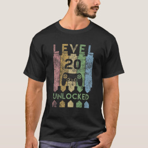 Level 20 Unlocked Video Game Controller Gamer 20th T-Shirt