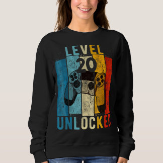 Level 20 Unlocked Video Gamer 20 Year Old 20th Bir Sweatshirt