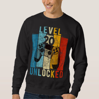 Level 20 Unlocked Video Gamer 20 Year Old 20th Bir Sweatshirt