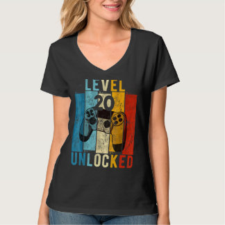 Level 20 Unlocked Video Gamer 20 Year Old 20th Bir T-Shirt