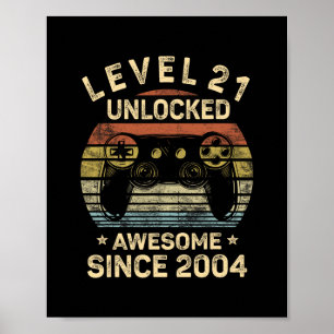 Level 21 Unlocked 21st Birthday 21 Year Old Gifts Poster