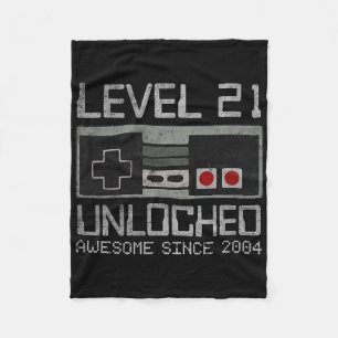 Level 21 Unlocked 21st Birthday 21 Year Old Video Fleece Blanket