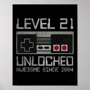 Level 21 Unlocked 21st Birthday 21 Year Old Video Poster