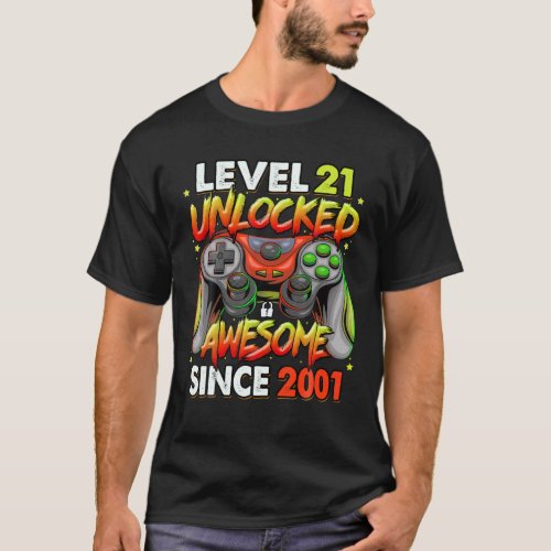 Level 21 Unlocked Awesome Since 2001 21St Birthday T_Shirt