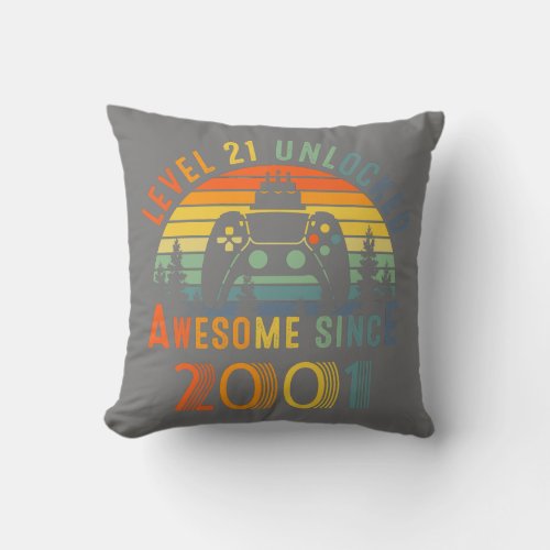 Level 21 Unlocked Birthday 21 Years Old Awesome Throw Pillow